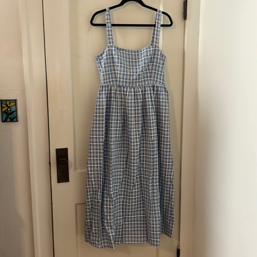 Christy Dawn blue plaid cotton Gwen dress L